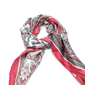 red retro small silk scarf